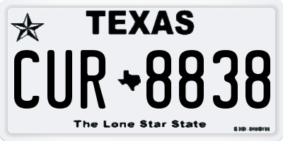 TX license plate CUR8838