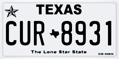 TX license plate CUR8931