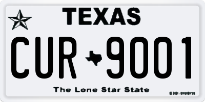 TX license plate CUR9001