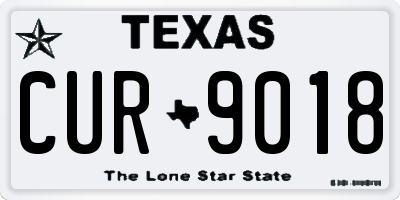 TX license plate CUR9018