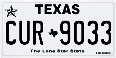 TX license plate CUR9033