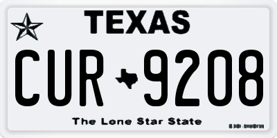 TX license plate CUR9208