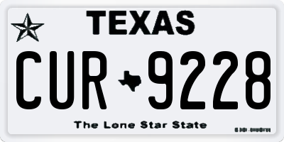 TX license plate CUR9228