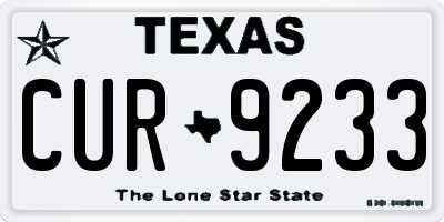 TX license plate CUR9233