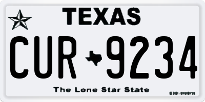 TX license plate CUR9234