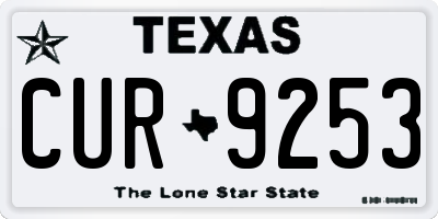 TX license plate CUR9253