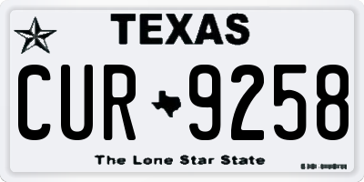 TX license plate CUR9258