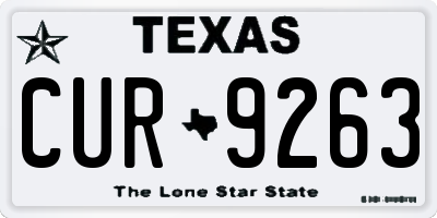 TX license plate CUR9263