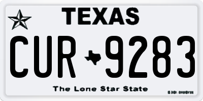 TX license plate CUR9283