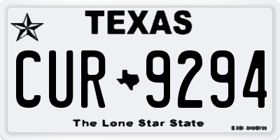 TX license plate CUR9294