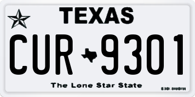 TX license plate CUR9301