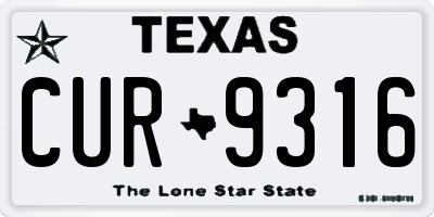 TX license plate CUR9316
