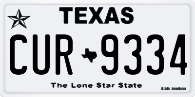 TX license plate CUR9334