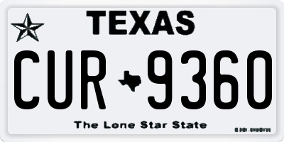TX license plate CUR9360