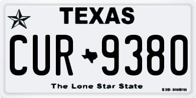 TX license plate CUR9380