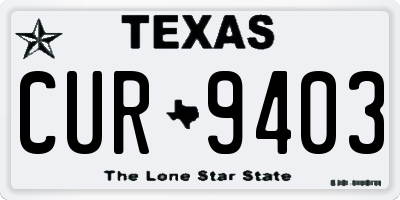 TX license plate CUR9403