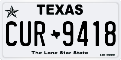 TX license plate CUR9418