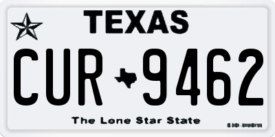 TX license plate CUR9462