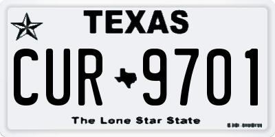 TX license plate CUR9701