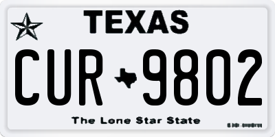 TX license plate CUR9802