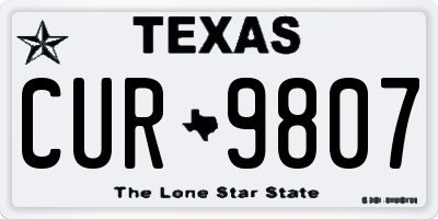 TX license plate CUR9807