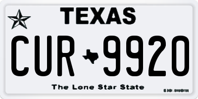 TX license plate CUR9920