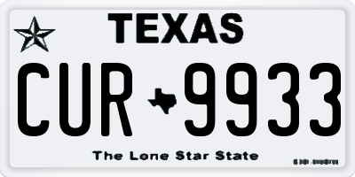 TX license plate CUR9933