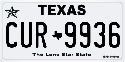 TX license plate CUR9936