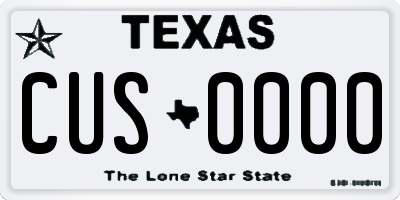 TX license plate CUS0000