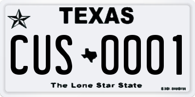 TX license plate CUS0001