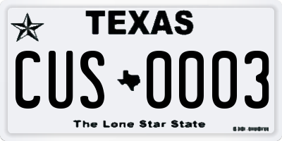 TX license plate CUS0003