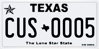TX license plate CUS0005