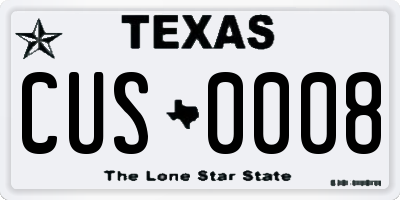TX license plate CUS0008