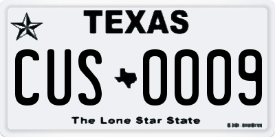 TX license plate CUS0009