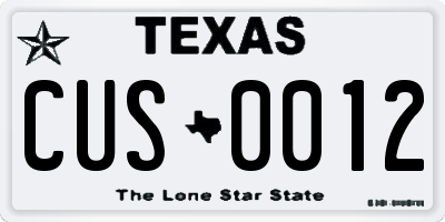 TX license plate CUS0012