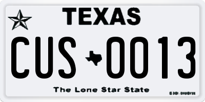 TX license plate CUS0013