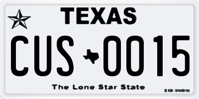TX license plate CUS0015