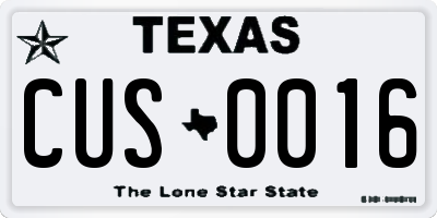 TX license plate CUS0016