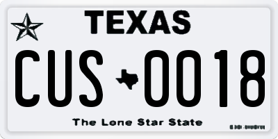 TX license plate CUS0018