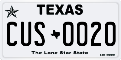 TX license plate CUS0020