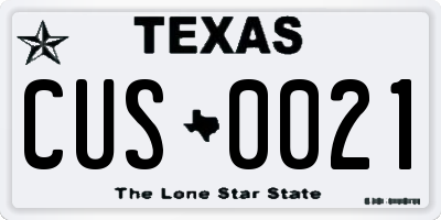 TX license plate CUS0021
