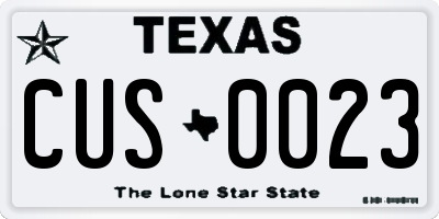 TX license plate CUS0023