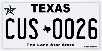 TX license plate CUS0026
