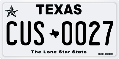 TX license plate CUS0027