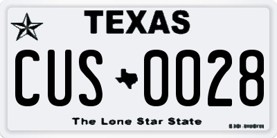 TX license plate CUS0028