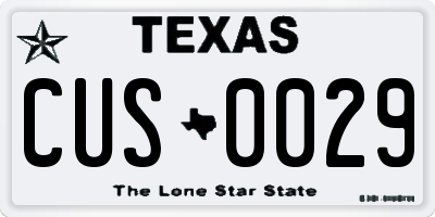 TX license plate CUS0029