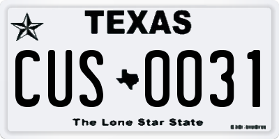 TX license plate CUS0031
