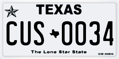 TX license plate CUS0034