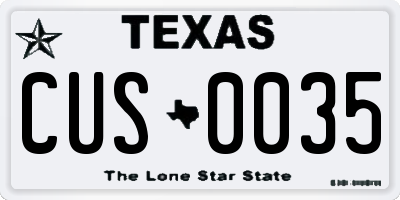 TX license plate CUS0035