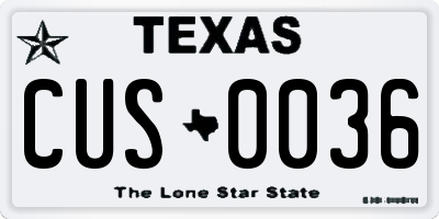 TX license plate CUS0036
